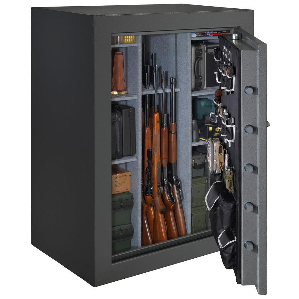 69-Gun Fire/Waterproof Electronic Back-Lit Lock Safe, Gray Pebble - Super Arbor