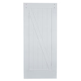 43 in. x 84 in. Z Planked Primed MDF Solid Core Wood Barn Door with Matte Black Sliding Door Hardware Kit - Super Arbor
