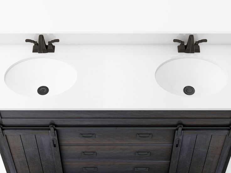 Style Selections Morriston 60-in Distressed Java Double Sink Bathroom Vanity with White Engineered Stone Top