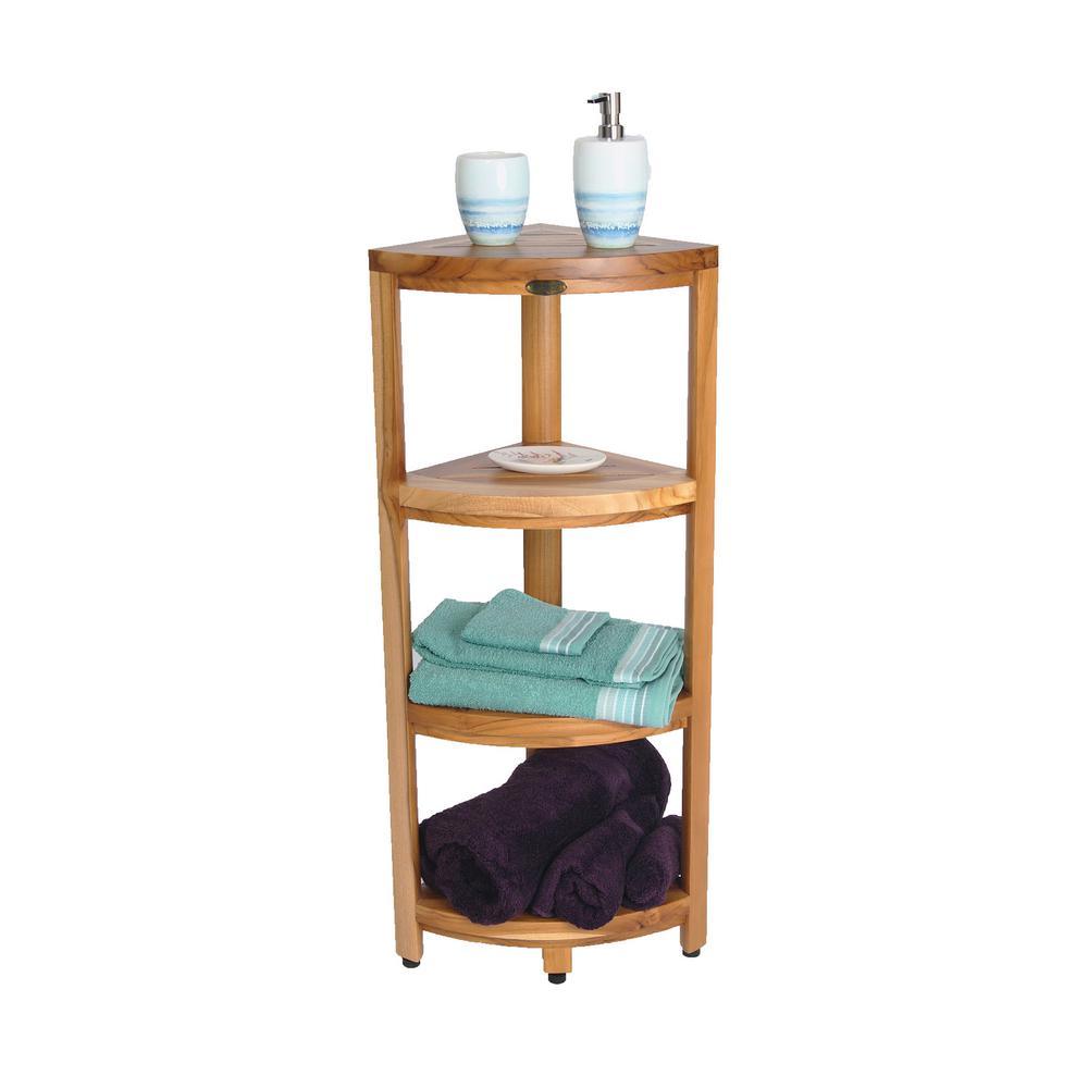 EarthyTeak Oasis 12 in. 4-Tier Teak Corner Shelf - Super Arbor