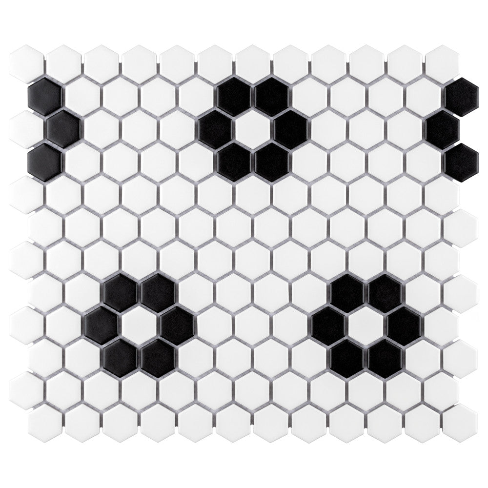 Merola Tile Metro Hex Matte White with Flower Porcelain Mosaic Tile, 10-1/4 in. x 11-7/8 in., 6mm (8.56 sq. ft./Case)