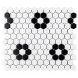 Merola Tile Metro Hex Matte White with Flower Porcelain Mosaic Tile, 10-1/4 in. x 11-7/8 in., 6mm (8.56 sq. ft./Case)