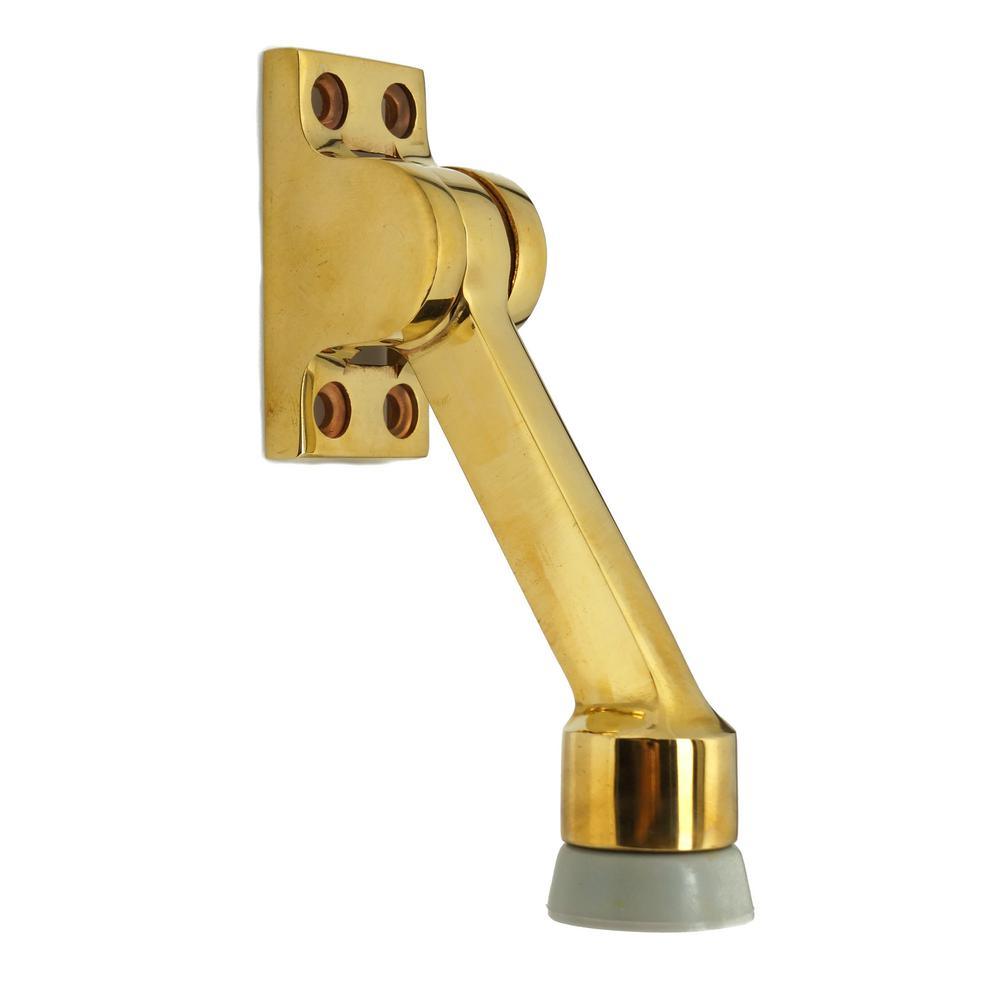 4-1/2 in. Solid Brass Square Kick Down Door Stop in Satin Nickel - Super Arbor