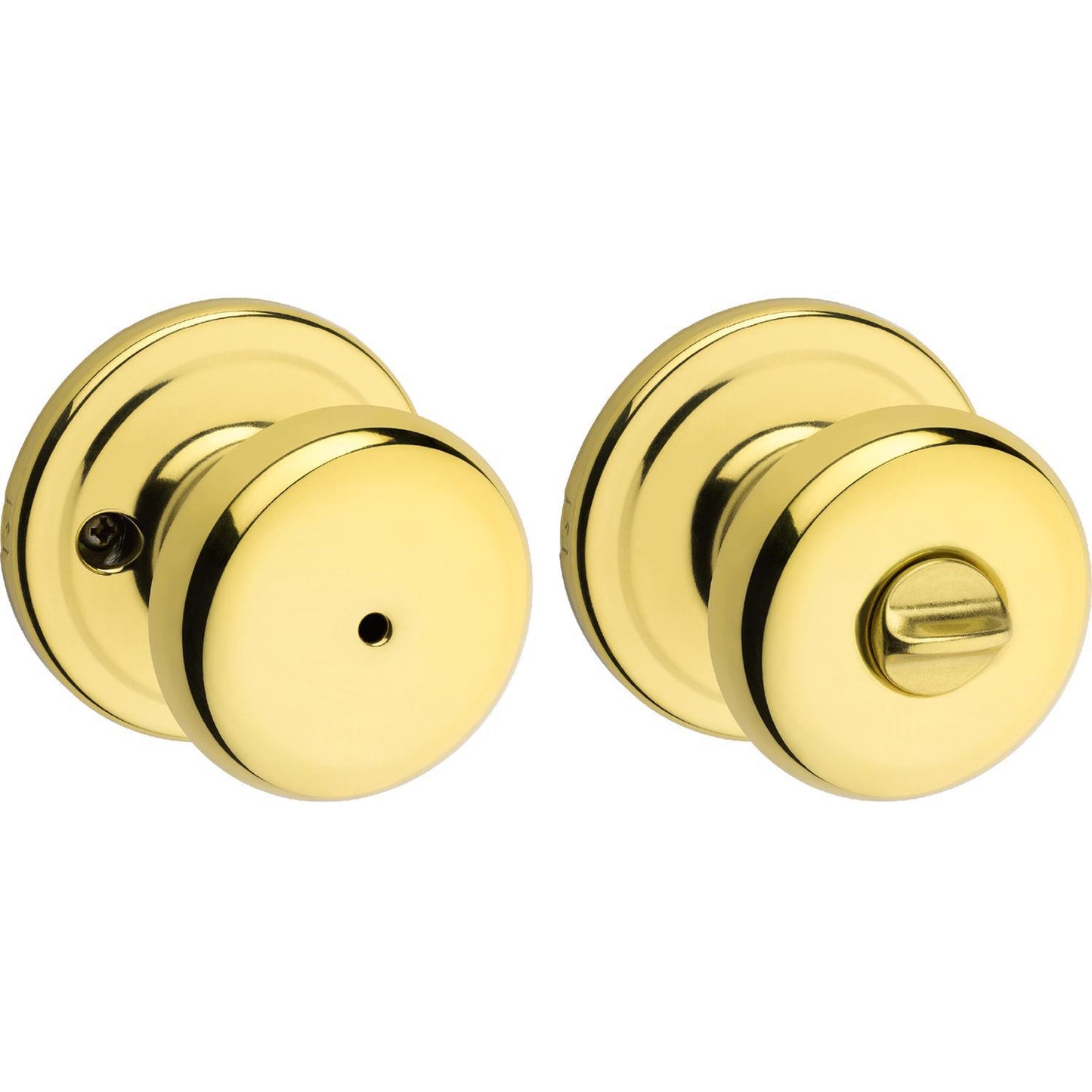 Kwikset Juno Polished Brass Privacy Lockset, ANSI/BHMA Grade 2, 1.75 in Door Thickness