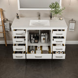 Eviva London 54"W x 18"D White Bathroom Vanity with White Carrara Quartz Countertop and Undermount Porcelain Sink