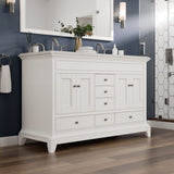 Eviva Elite Stamford 48 in. W x 24 in. D x 34 in. H Double Bath Vanity in White with White Carrara Top and Undermount White Sinks