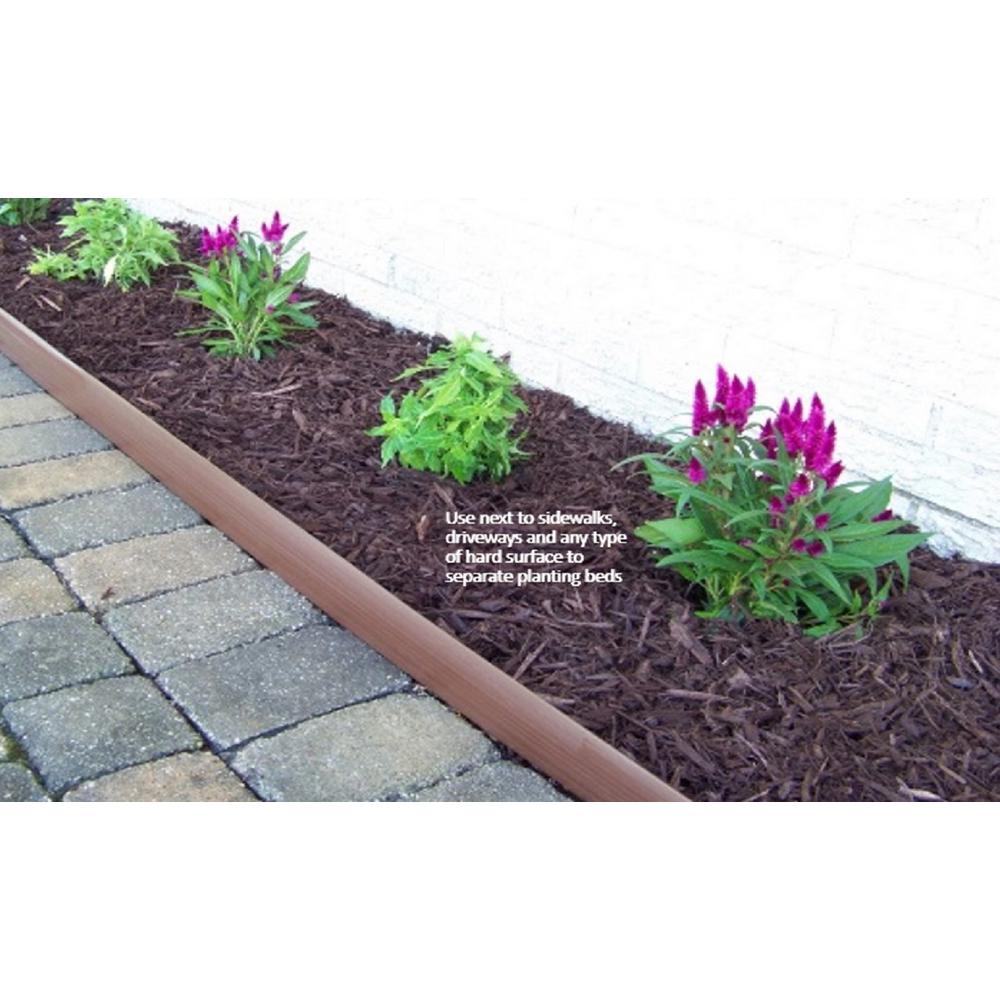 Valley View Industries 60 ft. L x 2 in. W x 3 in. H Light Brown Tall Resin Innovative Edge No Dig Edging with 9 in. Poly Stakes (30-Quantity) - Super Arbor