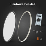 Commercial Electric 32 in. W Oval 50W 3500 Lumens Dim Selectable CCT Integrated LED Flat Panel Flush Mount Black Plus Nickel Trim Ring