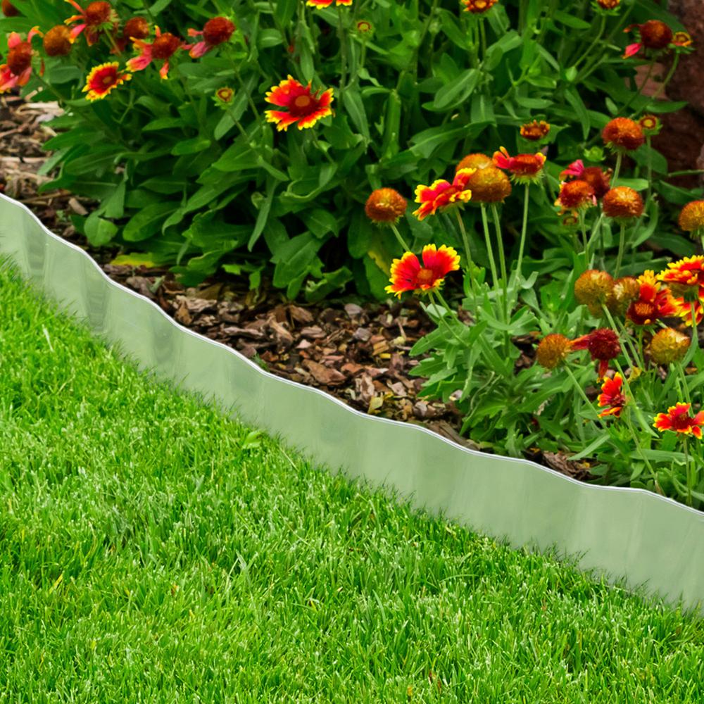 Pure Garden 6.25 in. x 16 ft. Galvanized Steel Lawn Edging Landscape Border