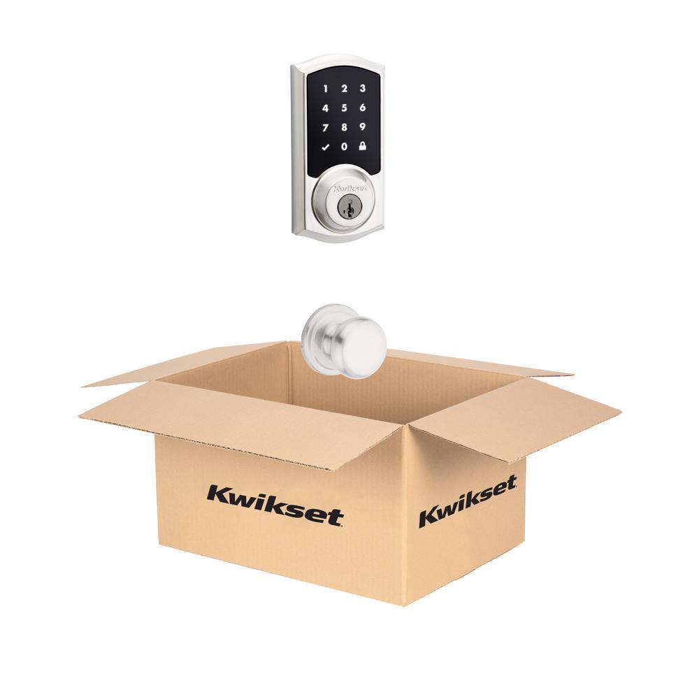Z-Wave SmartCode Touchscreen Satin Nickel Single Cylinder Electronic Deadbolt featuring Juno Hall/Closet Knob - Super Arbor