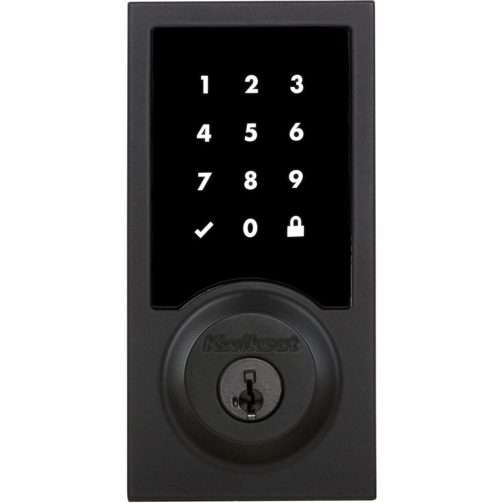 Premis Contemporary Touchscreen Smart Lock Matte Black Single Cylinder Electronic Deadbolt Featuring SmartKey Security - Super Arbor