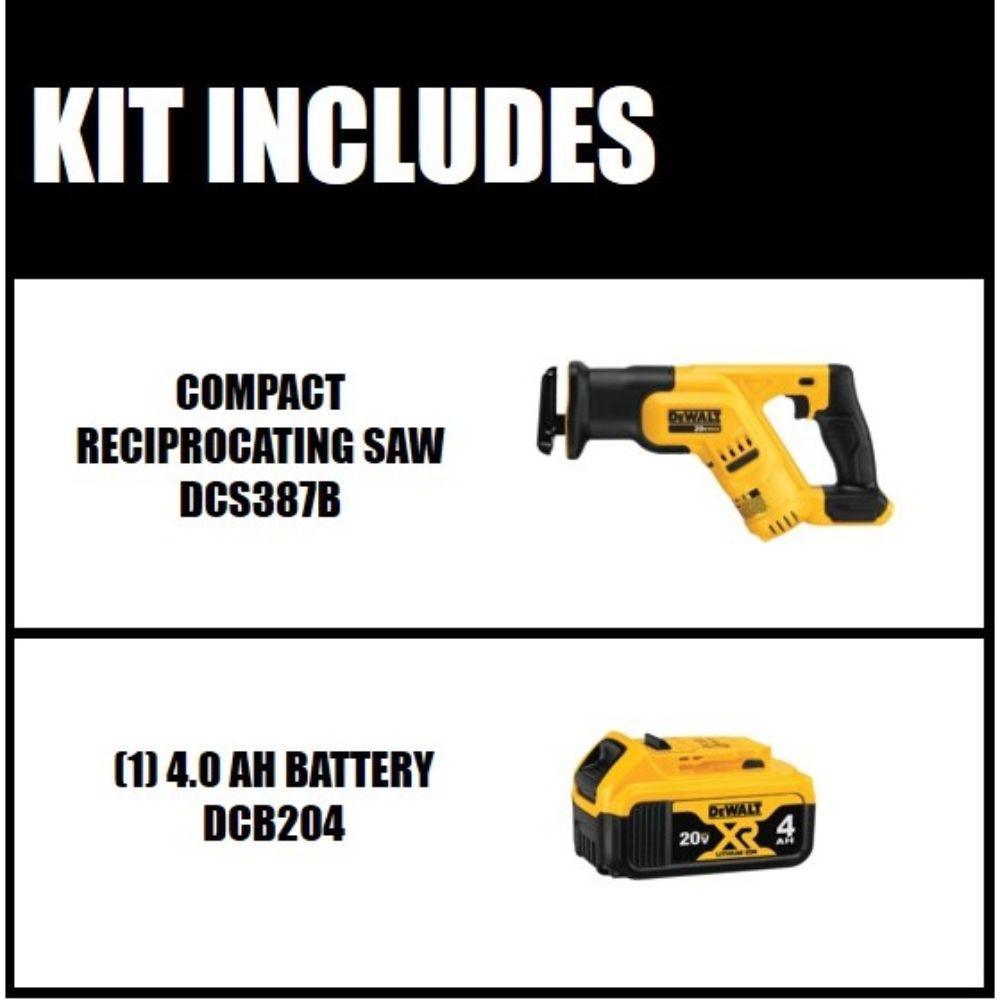 20-Volt MAX Li-Ion Cordless Compact Reciprocating Saw (Tool-Only) with 20-Volt MAX 4.0Ah Battery - Super Arbor