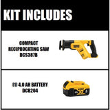20-Volt MAX Li-Ion Cordless Compact Reciprocating Saw (Tool-Only) with 20-Volt MAX 4.0Ah Battery - Super Arbor