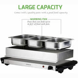 1.5 Qt. Silver Stainless Steel Electric Buffet Server Tray Warming Pans with Adjustable Temperature Control