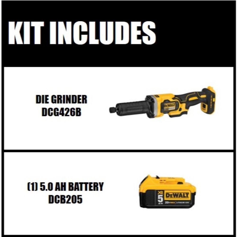 20-Volt MAX Li-Ion Cordless Brushless 1-1/2 in. Variable Speed Die Grinder (Tool-Only) with 20-Volt Li-Ion Battery 5 Ah - Super Arbor