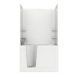 Rampart Nova Heated 5 ft. Walk-in Whirlpool Bathtub with Flat Easy Up Adhesive Wall Surround in White - Super Arbor