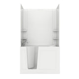 Rampart 5 ft. Walk-in Whirlpool and Air Bathtub with Flat Easy Up Adhesive Wall Surround in White - Super Arbor