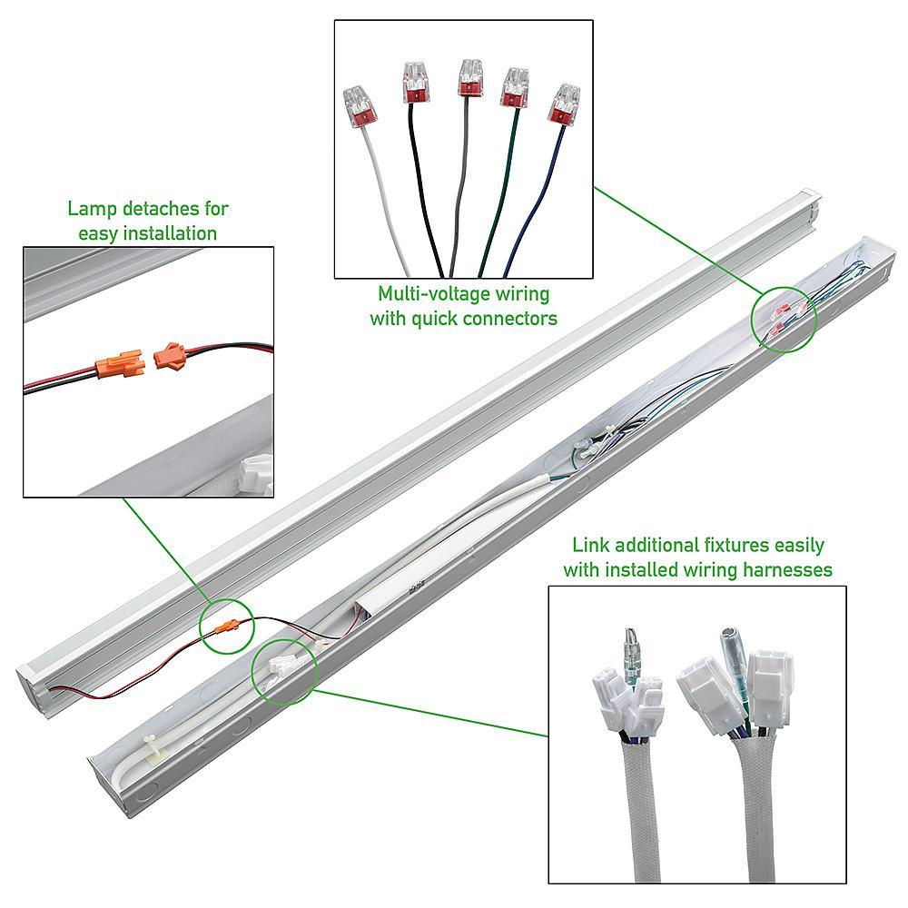 4 ft. 220-Watt Equivalent Integrated LED White Commercial Strip Light Fixture 4000K High Output 5500 Lumens - Super Arbor