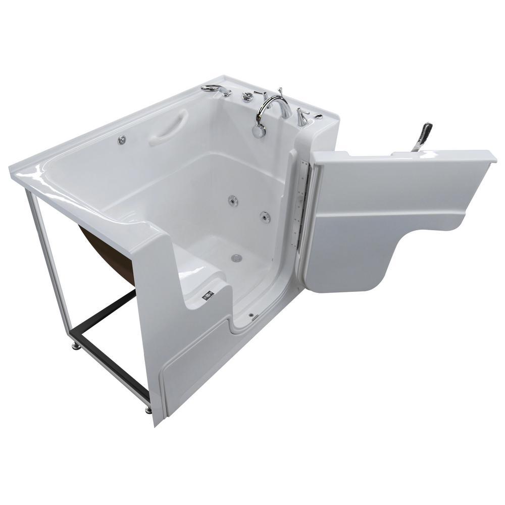 Wheelchair Accessible 53 in. Walk-In Whirlpool Bathtub in White with 1.6 GPF Single Flush Toilet - Super Arbor
