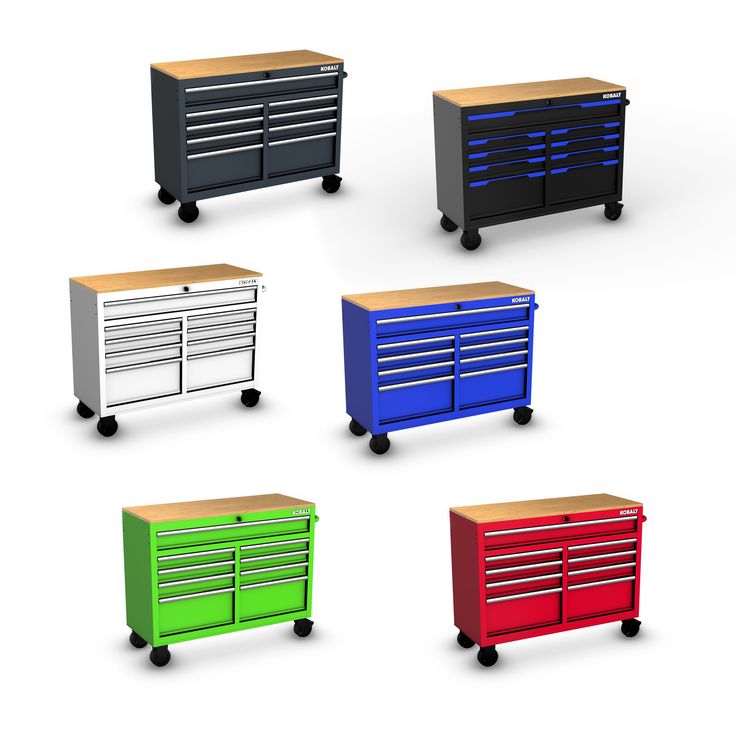 Kobalt 46.1-in L x 37.2-in H 9-Drawers Rolling Green Wood Work Bench