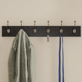 27 in. L Black Rail-Mounted Wall Hook Hanging Rack with 6 Hooks