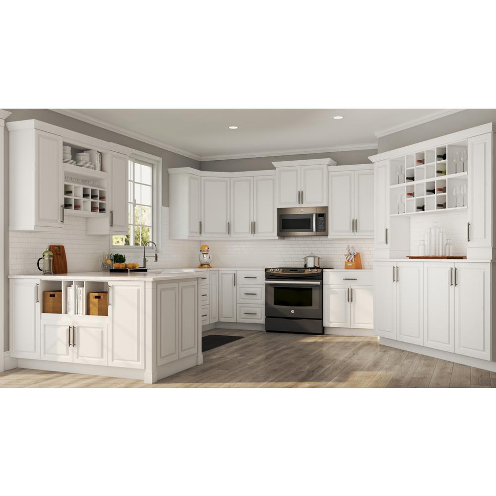 Hampton Partially Assembled 36 x 34.5 x 24 in. Corner Sink Base Kitchen Cabinet in Satin White