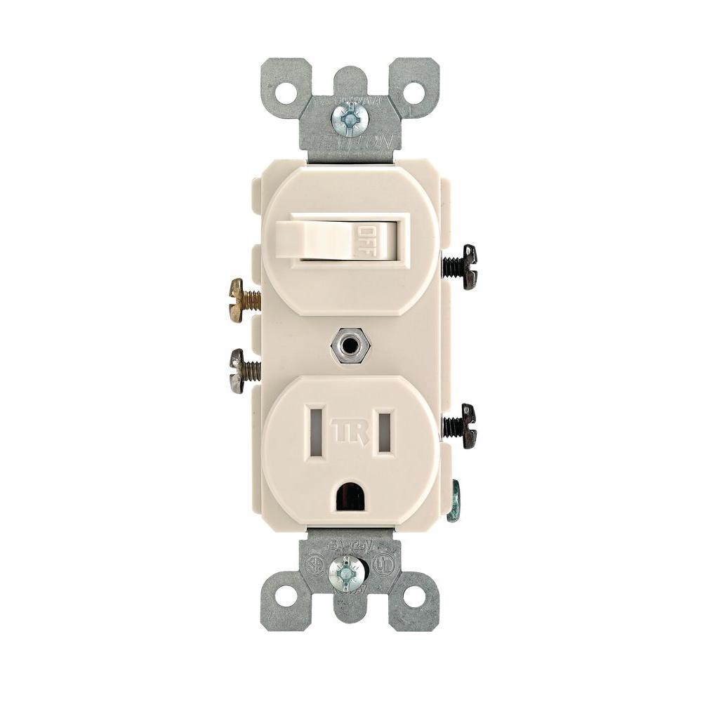 15 Amp Tamper-Resistant Combination Switch and Outlet, Ivory - Super Arbor