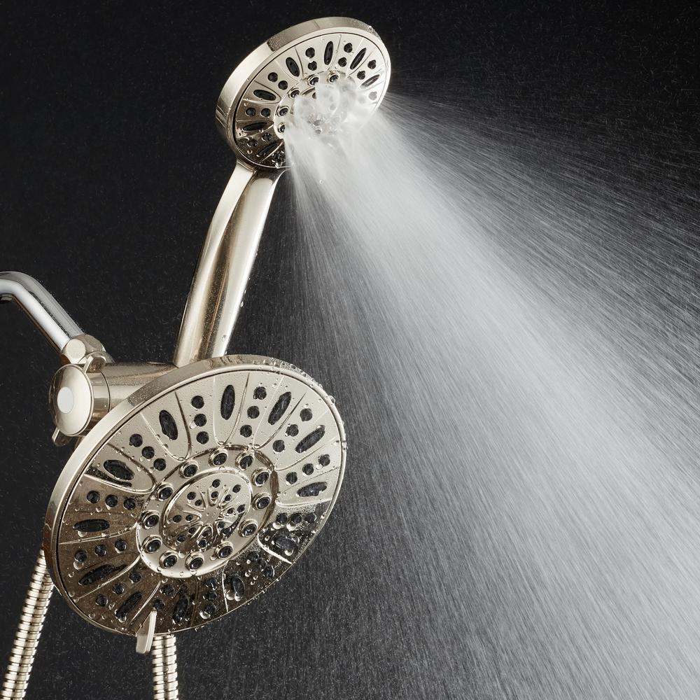 48-spray 7 in. Dual Shower Head and Handheld Shower Head with Body spray in Brushed Nickel - Super Arbor