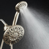48-spray 7 in. Dual Shower Head and Handheld Shower Head with Body spray in Brushed Nickel - Super Arbor