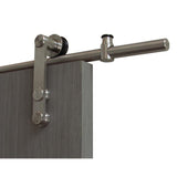 36 in. x 84 in. 4-Lite Driftwood Clear Coat Interior Sliding Barn Door with Round Stainless Steel Hardware Kit - Super Arbor