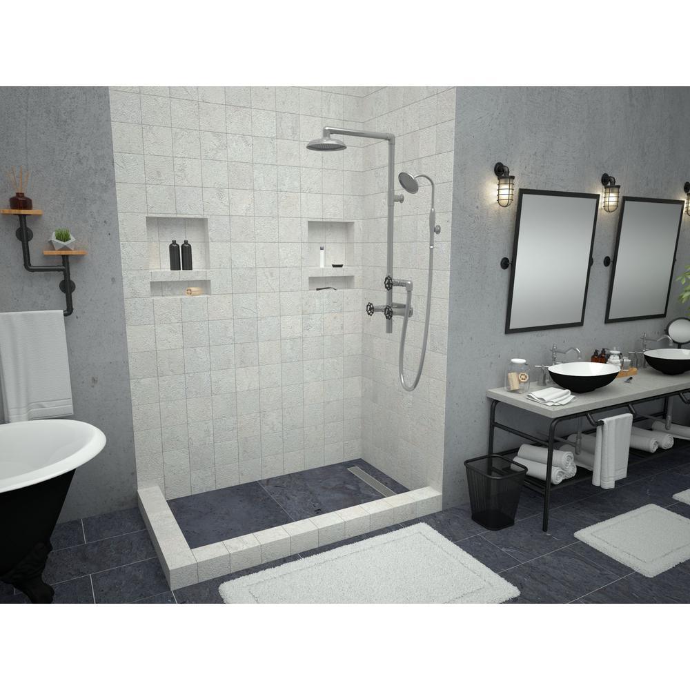 Redi Trench 34 in. x 48 in. Double Threshold Shower Base with Right Drain and Brushed Nickel Trench Grate - Super Arbor