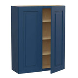 Home Decorators Collection Grayson 33 in. W x 12 in. D x 42 in. H Assembled Plywood Wall Kitchen Cabinet in Mythic Blue with Soft Close
