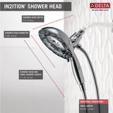 In2ition Two-in-One 5-Spray 6.9 in. Dual Wall Mount Fixed and Handheld H2Okinetic Shower Head in Chrome - Super Arbor