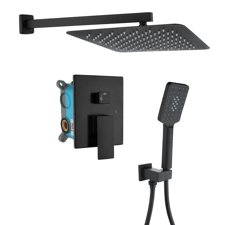 3-Spray with 2.5 GPM 10 in. 2 Functions Tub Wall Mount Dual Shower Heads in Spot in Matte Black (Valve Included)