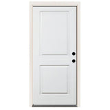 36 in. x 80 in. Premium 2-Panel Square Primed White Steel Prehung Front Door w/ 36 in. Right-Hand Inswing and 4 in. Wall - Super Arbor