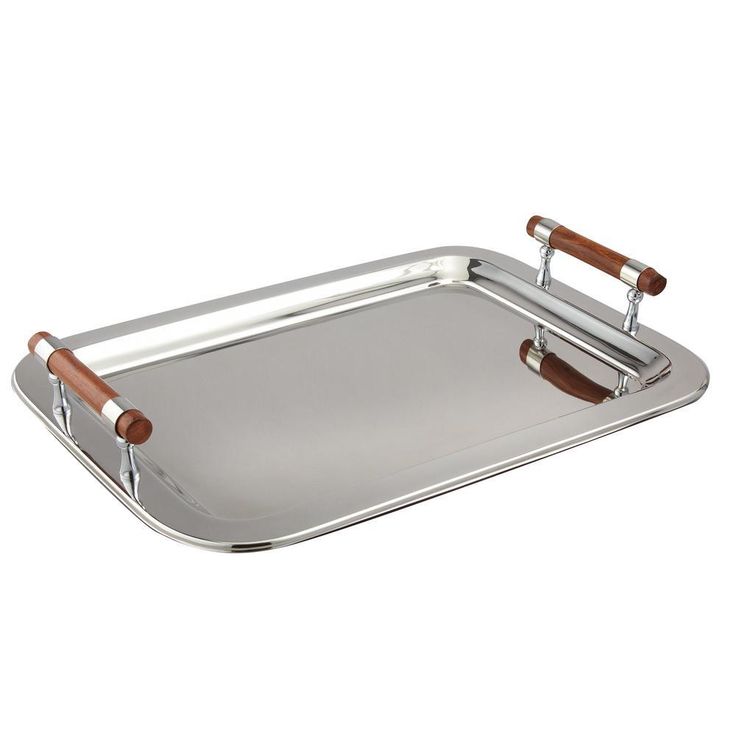 22 in. x 15.5 in. Stainless Steel Rectangular Tray with Handles