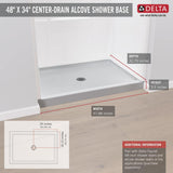 Classic 400 34 in. x 48 in. Single Threshold Alcove Shower Base in High Gloss White - Super Arbor