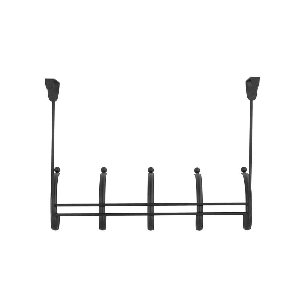 Voy 16-1/4 in. L Decorative 5-Hook Over the Door Rack in Black - Super Arbor