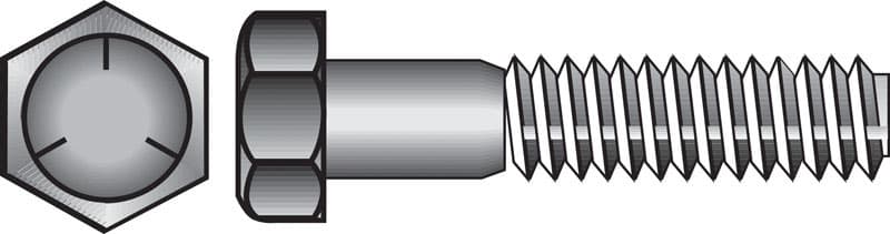 Hillman 3/8 in. Diameter x 2-1/4 in. Length Grade 5 Heat-Treated Zinc Steel Hex Head Cap Screws, Coarse Thread, 50-Pack