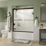 Everly 60 in. x 58-1/8 in. Traditional Semi-Frameless Sliding Bathtub Door in Chrome and 1/4 in. (6mm) Rain Glass - Super Arbor