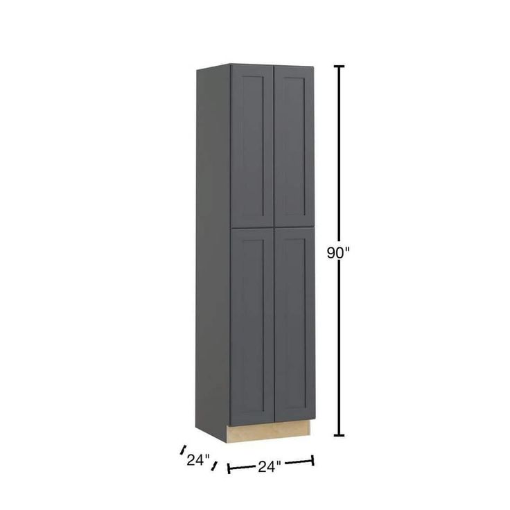 Home Decorators Collection Newport 24 in. W x 24 in. D x 90 in. H Assembled Plywood Pantry Kitchen Cabinet in Deep Onyx with Soft Close