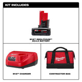 M12 12-Volt Lithium-Ion 4.0 Ah Battery and Charger Starter Kit with Tool Bag - Super Arbor