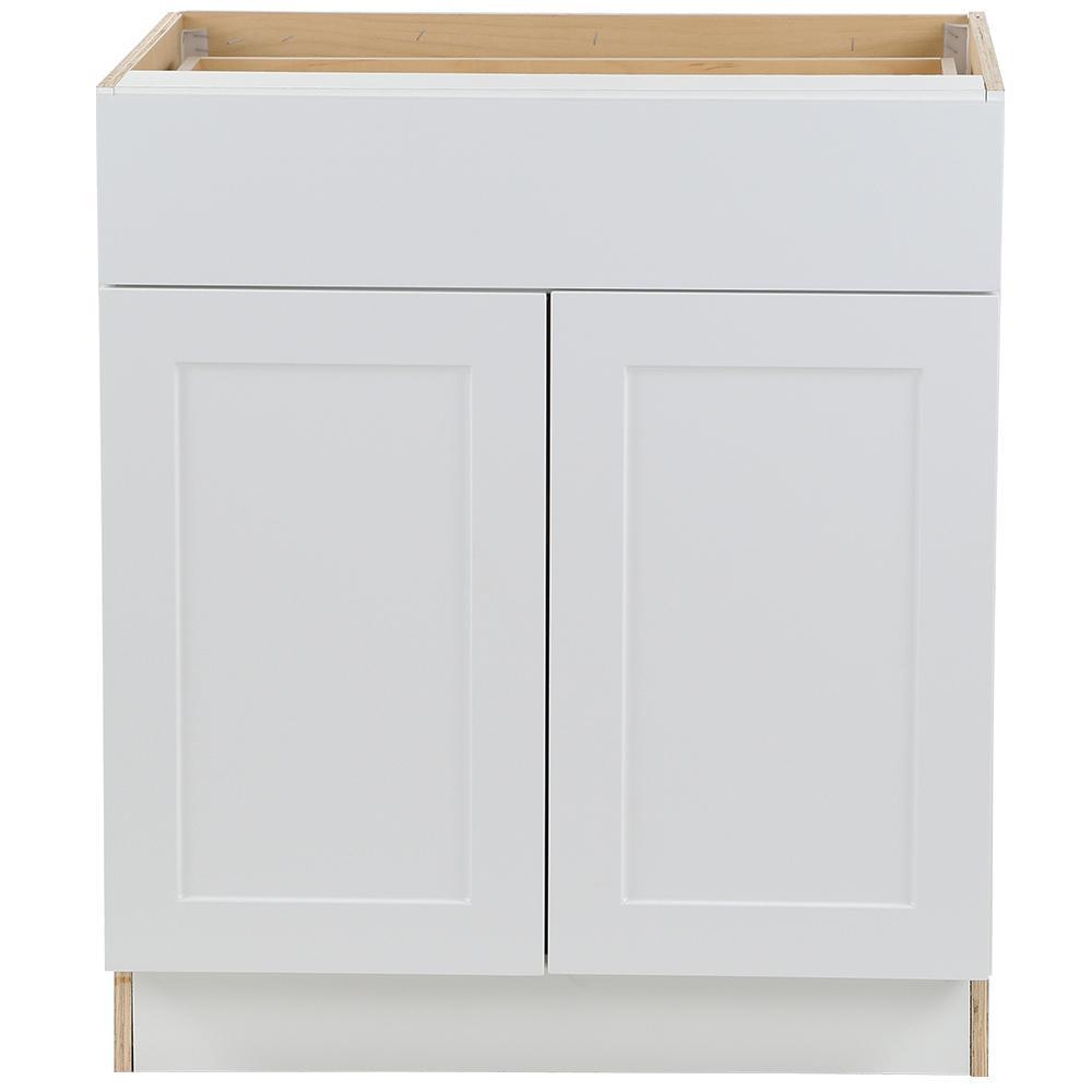 Cambridge Shaker Assembled 30x34.5x24.5 in. Plywood Base Cabinet w/ 1 Soft Close Drawer & 2 Soft Close Doors in White - Super Arbor