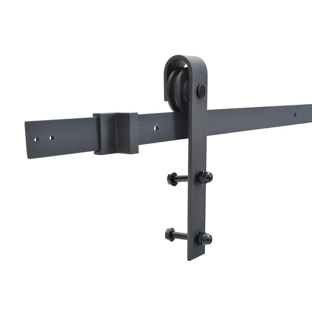 Modern European Style 144 in. Matte Black Sliding Door Hardware (2-Set) - Super Arbor