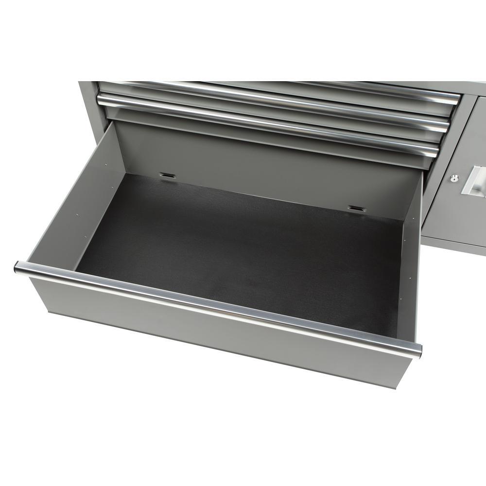 56 in. W x 24.5 in. D 5-Drawer 1-Door Tool Chest Mobile Workbench with Solid Wood Top in Matte Gray