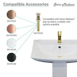 Swiss Madison Sublime Pedestal Bathroom Vessel Sink Round Single Faucet Hole in White