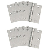3-1/2 in. Square Corner Satin Brass Door Hinge Value Pack (10 per Pack) - Super Arbor
