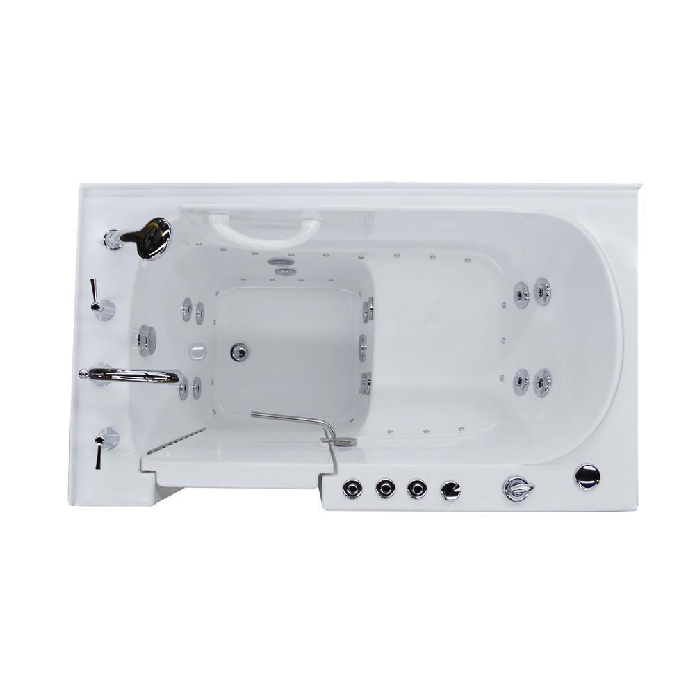 Nova Heated 52.8 in. Walk-In Whirlpool and Air Bath Tub in White with 1.28 GPF Single Flush Toilet - Super Arbor