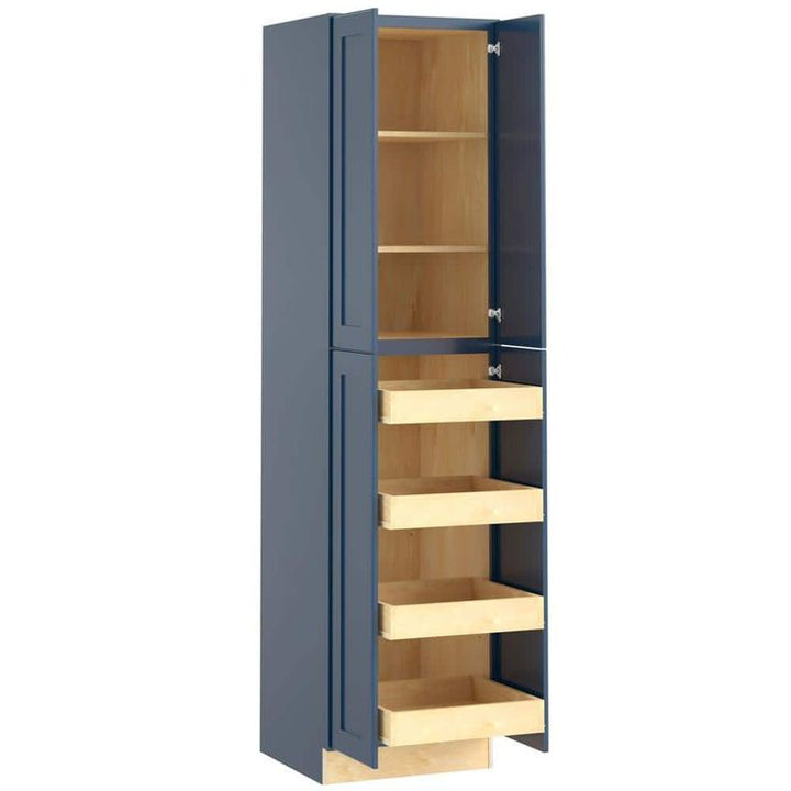 Home Decorators Collection Newport 24 in. W x 24 in. D x 90 in. H Assembled Plywood Pantry Kitchen Cabinet in Mythic Blue with 4ROT Soft Close