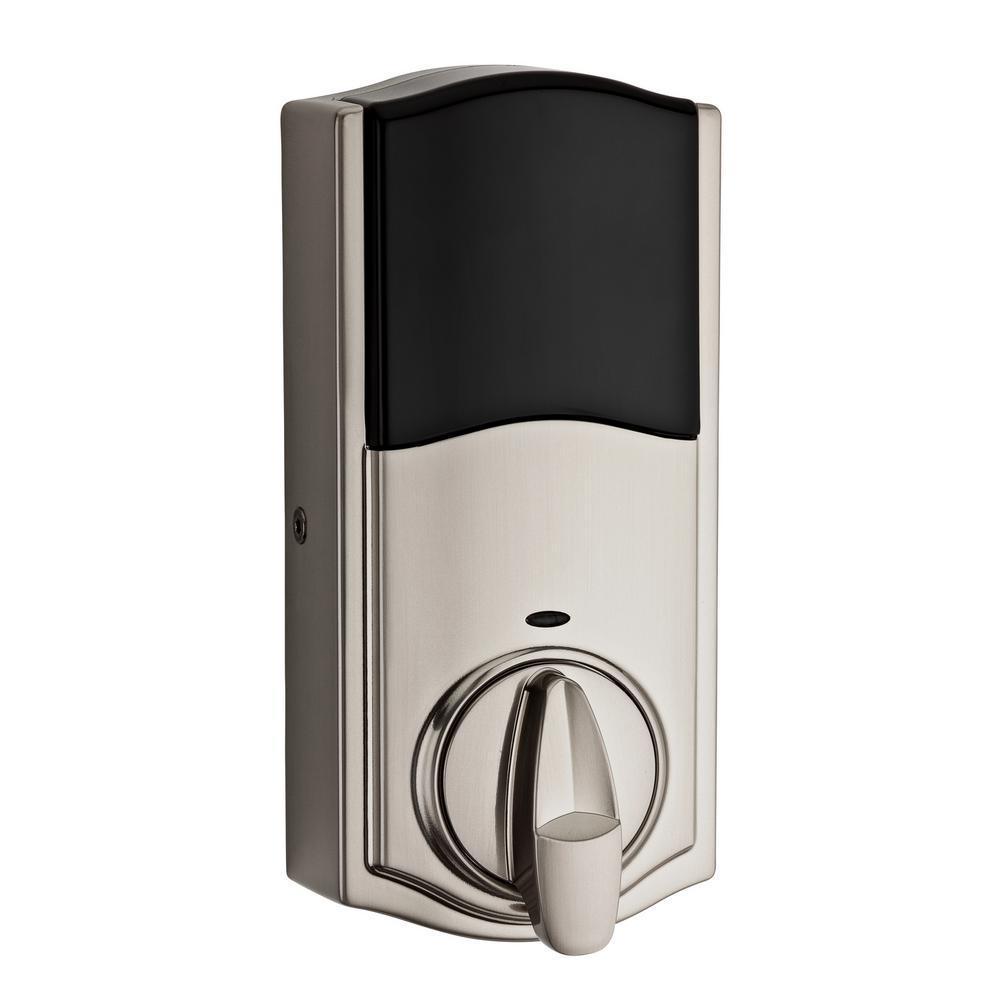 Z-Wave SmartCode Satin Nickel Single Cylinder Electronic Deadbolt featuring Tustin Hall/Closet Lever - Super Arbor